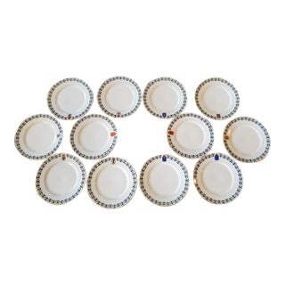 Late 19th Century Russian Imperial Porcelain Dinner Plates Kornilov Brothers- Set of 12 For Sale