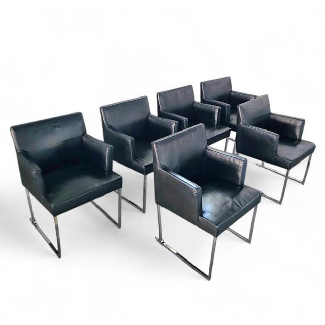 S58 Solo Chairs in Black Leather by Antonio Citterio for B&B Italia, Set of 6 For Sale - Image 11 of 17