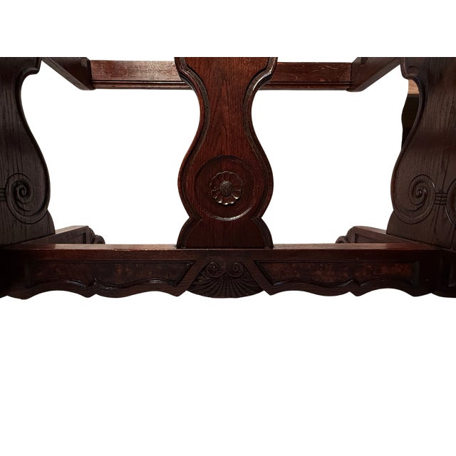 Brown Antique French Oak & Elm Trestle Base Dining Table For Sale - Image 8 of 11
