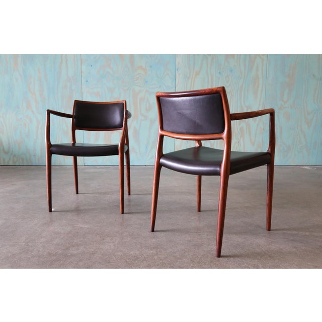 Pair of Rosewood Niels Moller Model 65 Carver Armchairs C 1960s Danish For Sale - Image 9 of 17