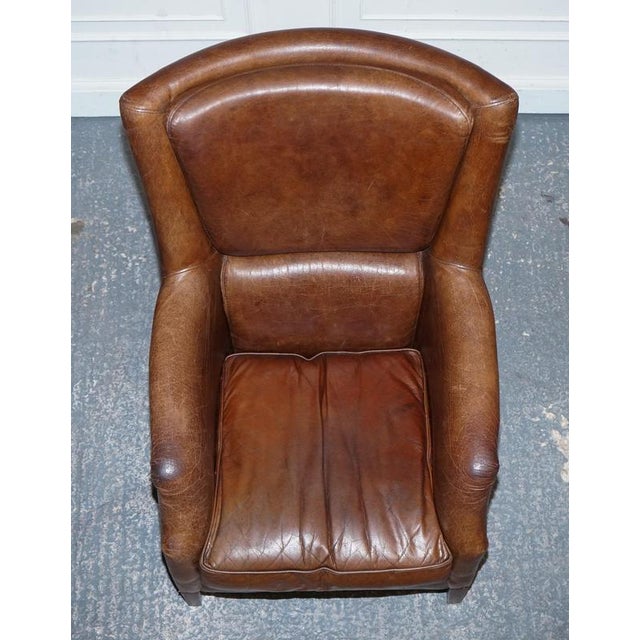 Vintage Brown Heritage Leather Reading Lounge Armchair in the style of Halo and Timothy Oulton For Sale - Image 3 of 16