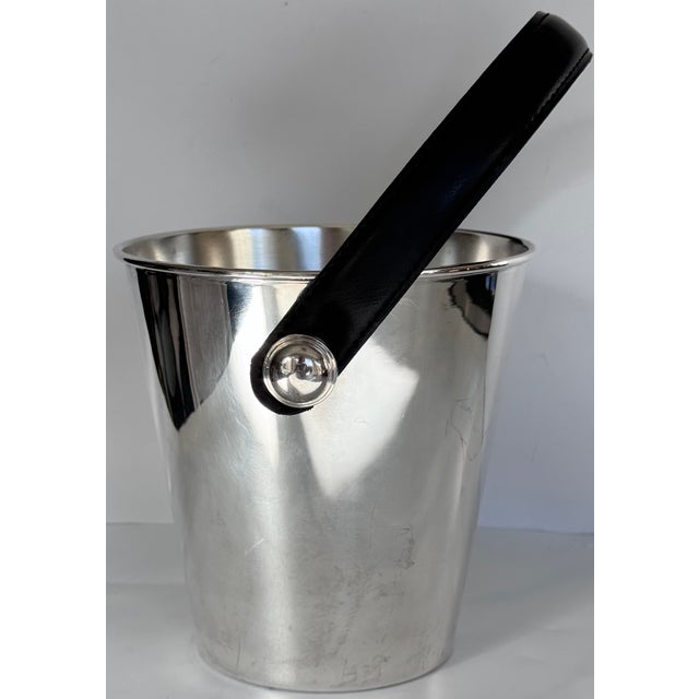 Silver Late 20th Century Ralph Lauren Style Silverplate & Leather Wine Chiller For Sale - Image 8 of 11