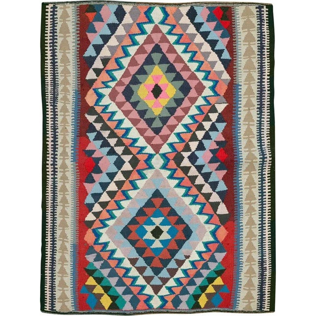 Vintage Persian Flatweave Kilim Rug – Size: 4' 8" X 5' 10" For Sale - Image 4 of 4