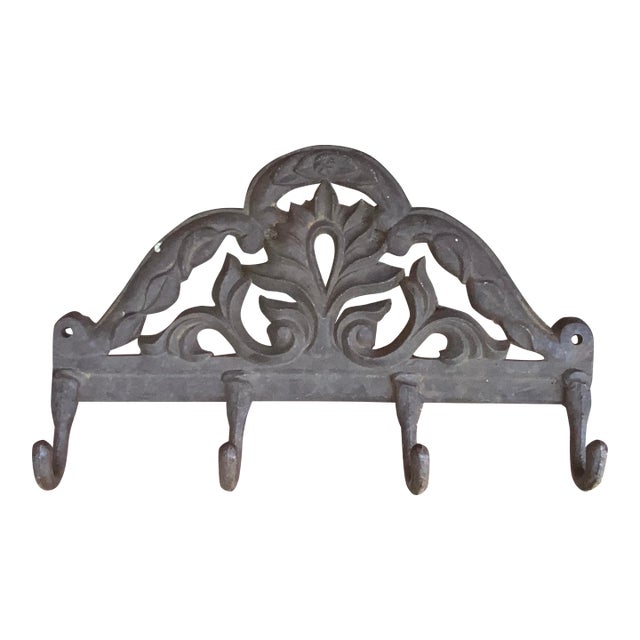 1970s Vintage Cast Iron Wall Rack For Sale
