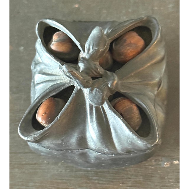Antique Bronze Gathered Box W"nuts For Sale - Image 10 of 11
