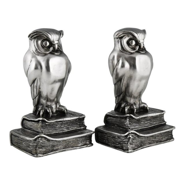 Art Deco Bronze Owl Bookends by Marcel Bouraine, 1925, Set of 2 For Sale - Image 9 of 13
