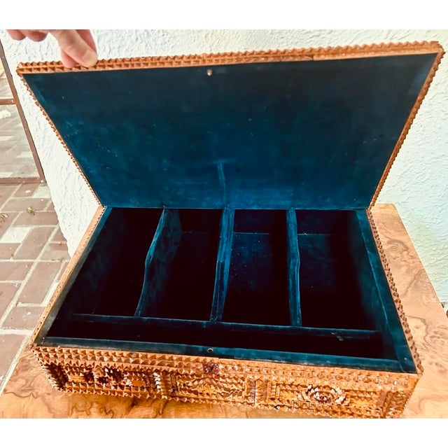 Chestnut 1910s German Tramp Art Flatware Storage Box For Sale - Image 8 of 11