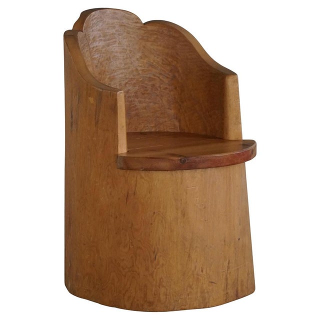 Swedish Modern Wabi-Sabi Style Stump Chair in Pine, 1960s For Sale - Image 17 of 17