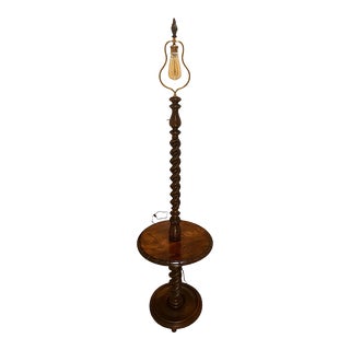 1930s French Solid Walnut Barley Twist Floor Lamp. For Sale