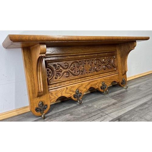 Wood French Coat Rack in Oak with Hooks For Sale - Image 7 of 11