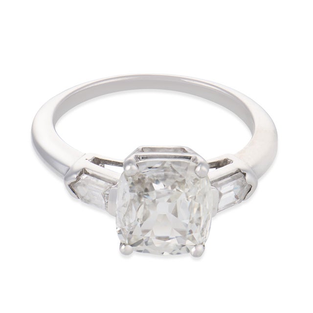 Art Deco 1930s Art Deco Gia 1.54 Carat Diamond 18k White Gold Engagement Ring, Size 5.5 For Sale - Image 3 of 5