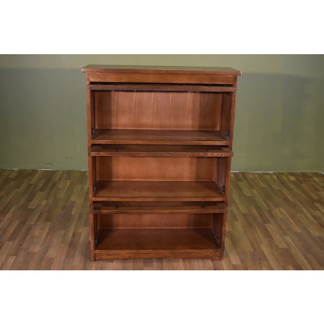 Mission Crafters and Weavers Mission Craftsman Style Oak Barrister Bookcase - 3 Stack - Michael's Cherry For Sale - Image 3 of 5