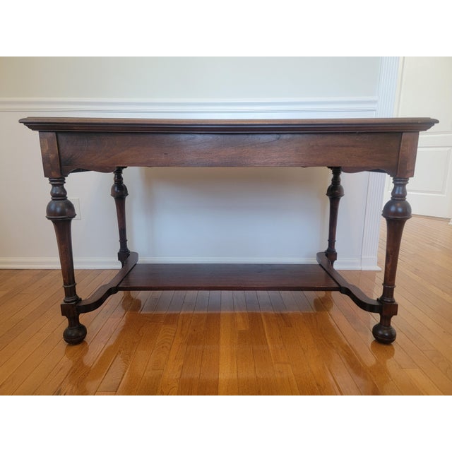 Early 20th Century Early 20th Century American Colonial Revival Walnut Writing Desk With Turned Legs For Sale - Image 5 of 15