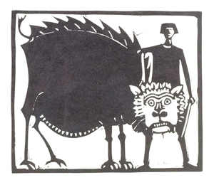 Åke Holm, Sweden, Daniel in the Lions Den, 1970s, Woodcut on Paper