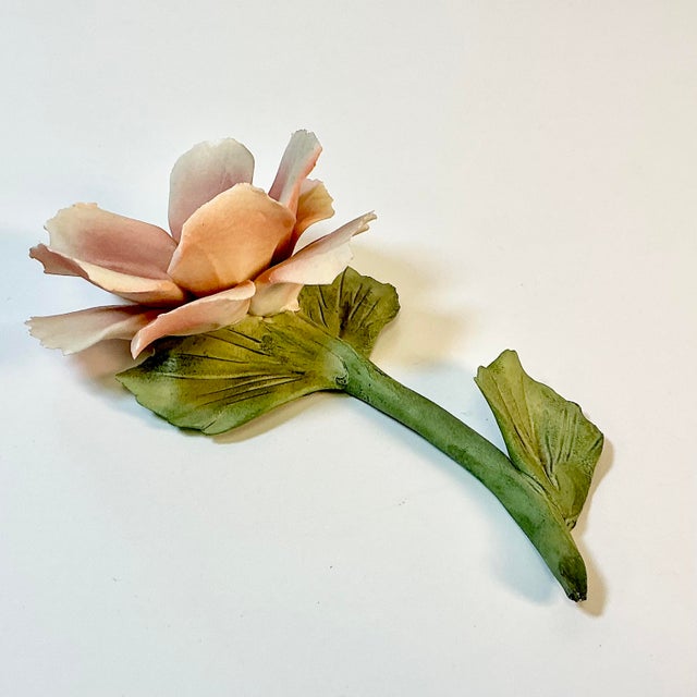 Vintage Italian Boho Chic Capodimonte Porcelain Peach Flora Bloom From Naples For Sale - Image 11 of 17