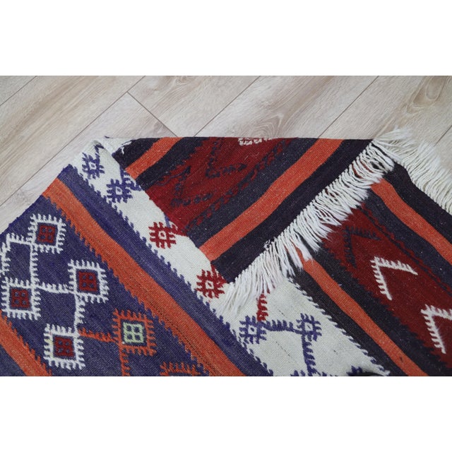 1980s Southwestern Burgundy Striped Kilim For Sale - Image 11 of 13