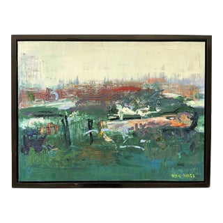 Emerald Sky, Original Oil Painting, Abstract Expressionism, by Van Ness For Sale