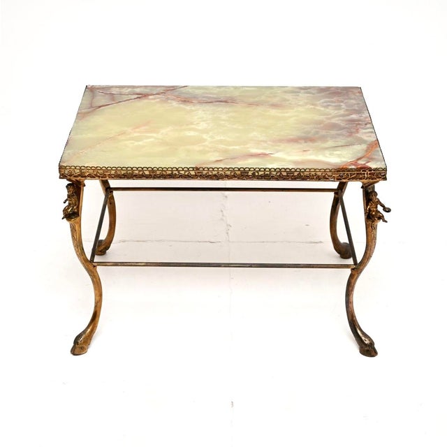 Vintage French Brass and Onyx Coffee Table, 1920 For Sale - Image 3 of 11