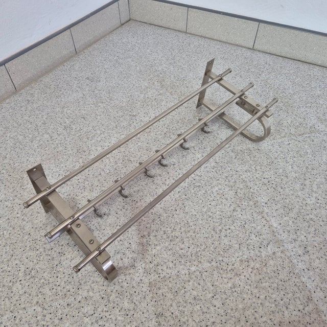 Silver Bauhaus Wall Rack with Shelf, Germany, 1930s For Sale - Image 8 of 9