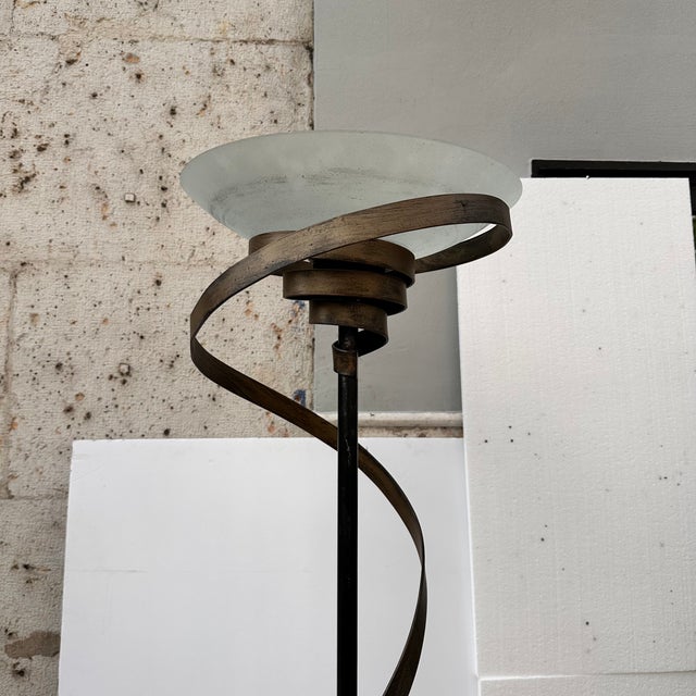 Art Deco Style Floor Lamp in Marbled Glass and Iron, Italy, 1970s For Sale - Image 13 of 18