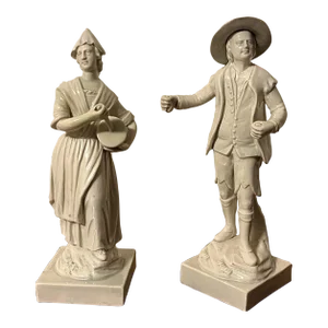 18th Century Staffordshire Creamware Ralph Wood Family Figures of Spanish Musicians - a Pair
