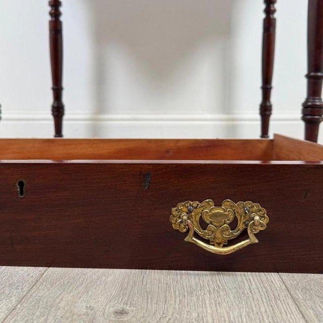 Early 20th Century Antique English Mahogany Writing Table with Green Leather Top For Sale - Image 11 of 12