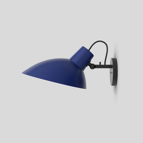 Vv cinquanta wall lamp design by vittoriano viganò this version is with blue lacquered reflector and black mount. the vv...