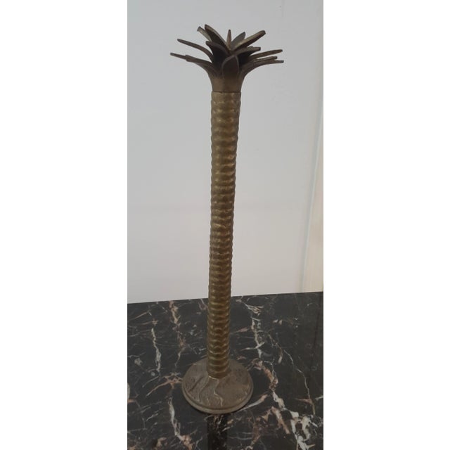 Metal Maitland Smith Palm Tree Candle Holder For Sale - Image 7 of 7