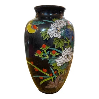 Antique Art Deco Japanese Kinkozan Floral & Exotic Bird Vase For Sale