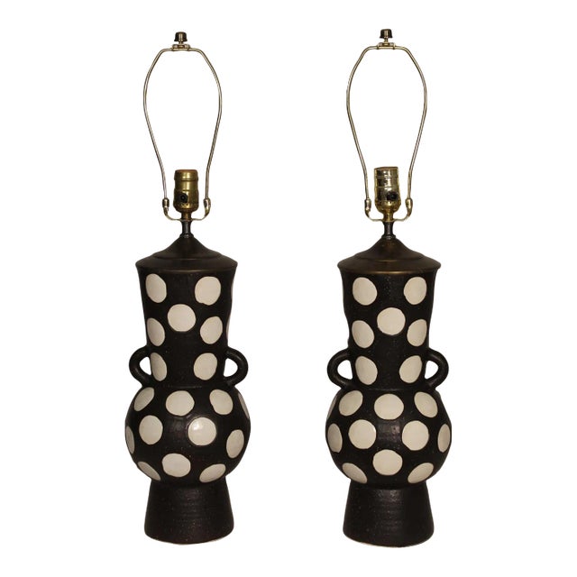 Early 20th Century Lotte and Gunner Bostlund Style Ceramic Lamps - a Pair For Sale