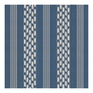 Schumacher Deja Stripe Fabric in Indigo For Sale