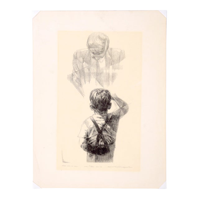 John F. Kennedy, Jr. Salutes His Father, the President - Rare Signed Lithograph by Eugene Hawkins For Sale