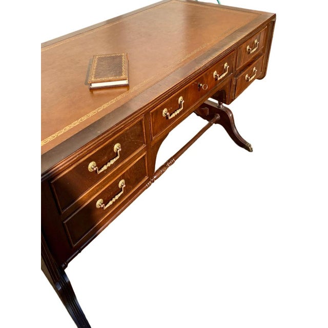 English Desk with Mahogany Extension, 1950s For Sale - Image 4 of 11