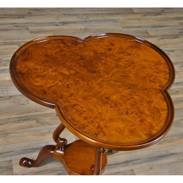 Traditional Traditional Burled Clover Table For Sale - Image 3 of 8
