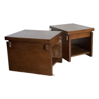 Pair of Mid-Century Modern Lane Brutalist End Tables Nightstands, Circa 1970s For Sale