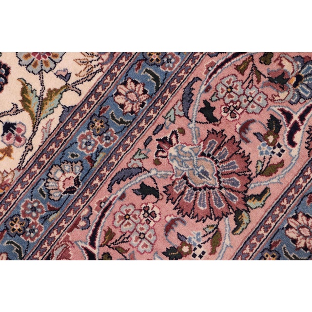 Elegant Floral Pak-Persian Ivory/Pink Wool Rug - 9'1'' X 12'3'' For Sale - Image 4 of 9