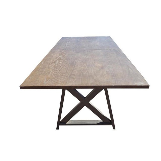 Industrial Trestle Base Work Table Desk For Sale - Image 4 of 8