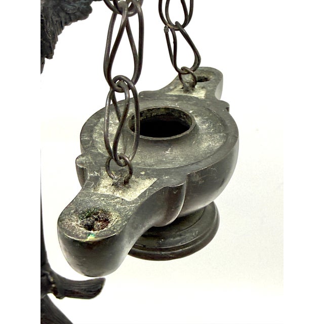 19th Century Pompeiian Bronze Neoclassical Grand Tour Souvenir Oil Lamp Heron For Sale - Image 15 of 17