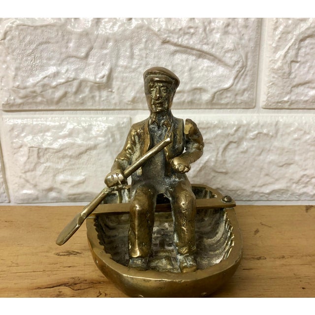 Vintage Brass Man in Coracle Rowing Boat Chairish