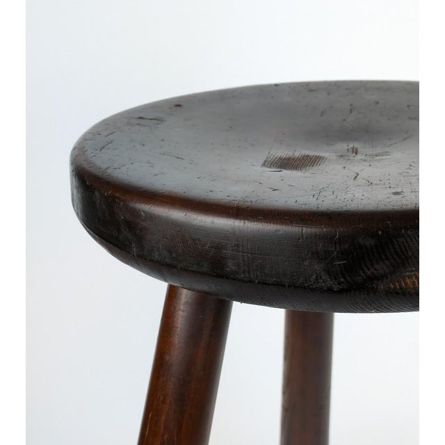 Rustic Tripod Stool in Stained Pine, 1950s For Sale - Image 4 of 8