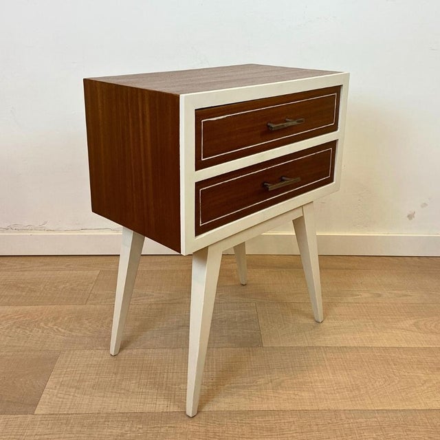 1960s Vintage Beech and Teak Nightstand, Spain, 1960s For Sale - Image 5 of 7