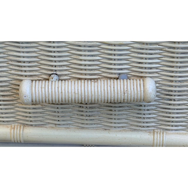 Pair of Faux Bamboo Woven Rattan Nightstands For Sale - Image 10 of 12