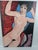 Large Modernist Reclining Female Nude Original Oil Painting on Canvas, Mid-20th Century For Sale - Image 4 of 13