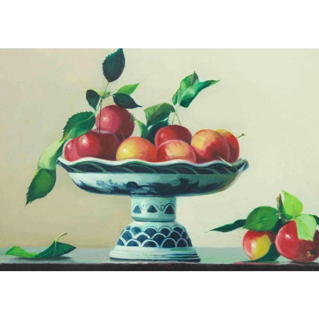 Red Apples is an oil painting realized by Zhang Wei Guang (Mirror) in 2006. Includes frame. Hand signed on the lower...