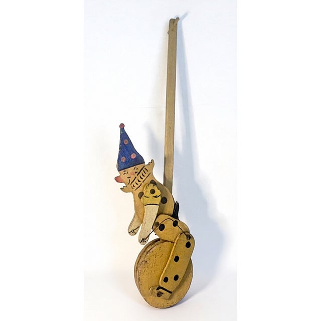 Rustic Vintage Folk Art Wooden Push Toy For Sale - Image 3 of 3