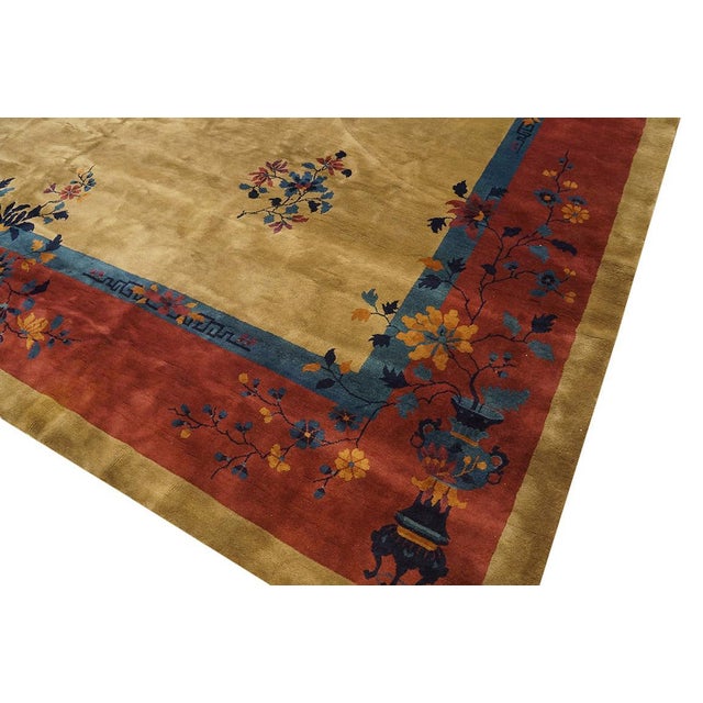 Extraordinary Antique Chinese Manchester Quality Peking Rug in a Tan-Sand Background Color For Sale In New York - Image 6 of 6