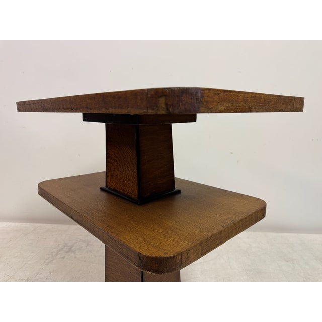 Wood Art Deco Two-Tier Console Table in Oak, 1930s For Sale - Image 7 of 16