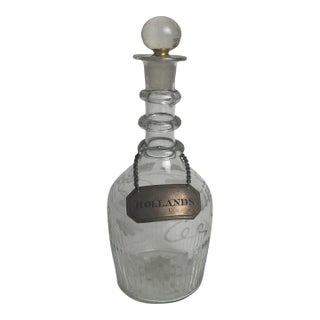 18th/19th Century Etched Glass "Hollands" Decanter For Sale