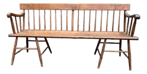 19th Century Antique Early American Primitive Style Solid Pine Deacon Bench