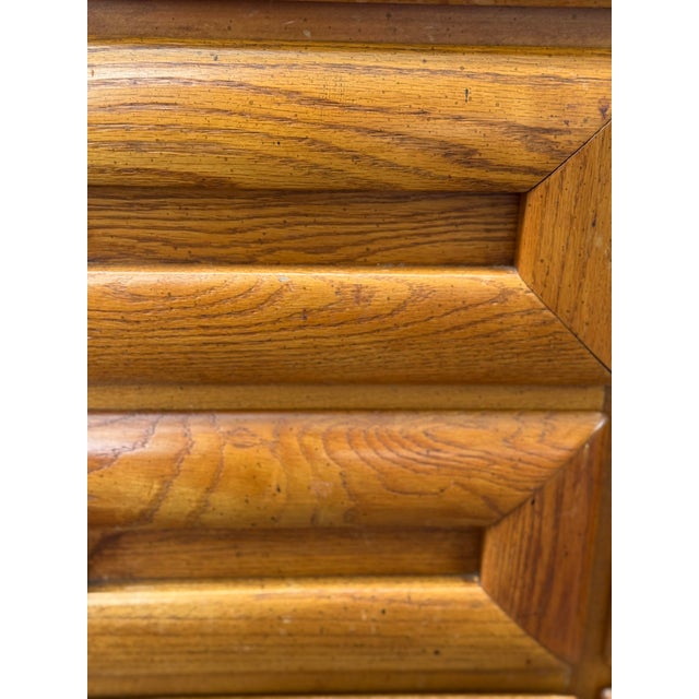 Brown Vintage Bassett Sculptural Oak Nine-Drawer Dresser For Sale - Image 8 of 12